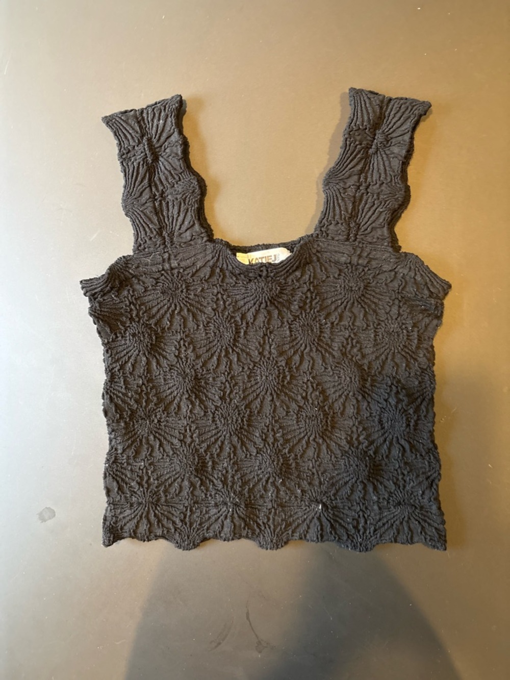 Katie J NYC Black Textured Cropped Tank